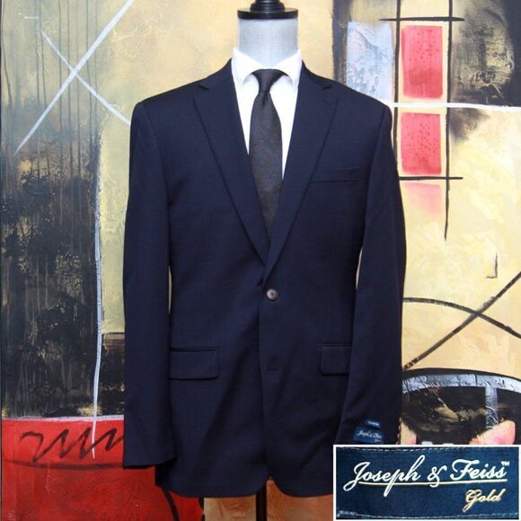 40L Joseph & Feiss Gold Mens Blazer Sport‎ Coat Jacket Two Button Wool C100819